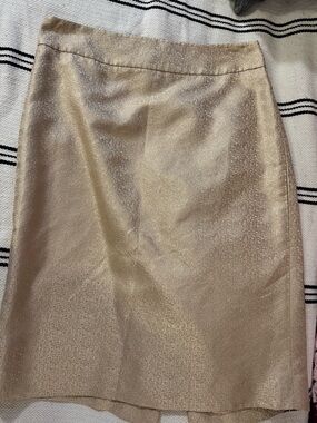 J.Crew Silk Metallic Champagne Pencil Skirt